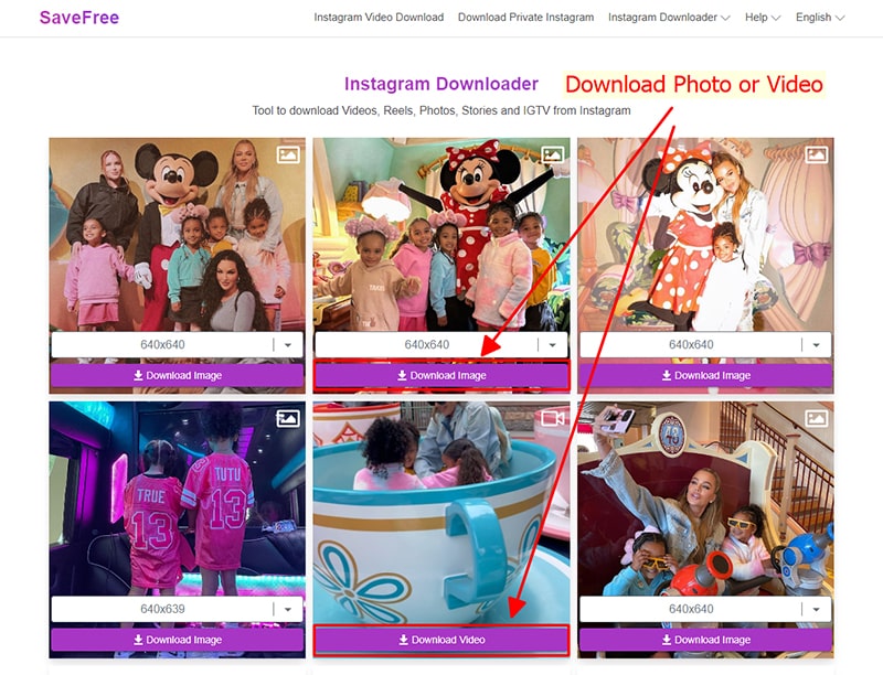 Download photos or videos to your device